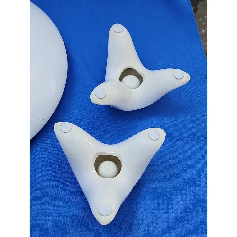 VTG Hull Pottery BUTTERFLY Console Bowl Candle Holder Set MCM Atomic Centerpiece